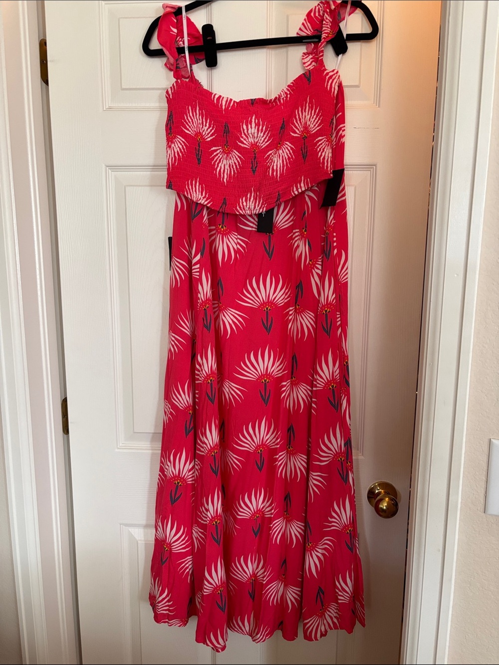 NWT LULUS Pink Floral Maxi skirt and Top with ruffle straps